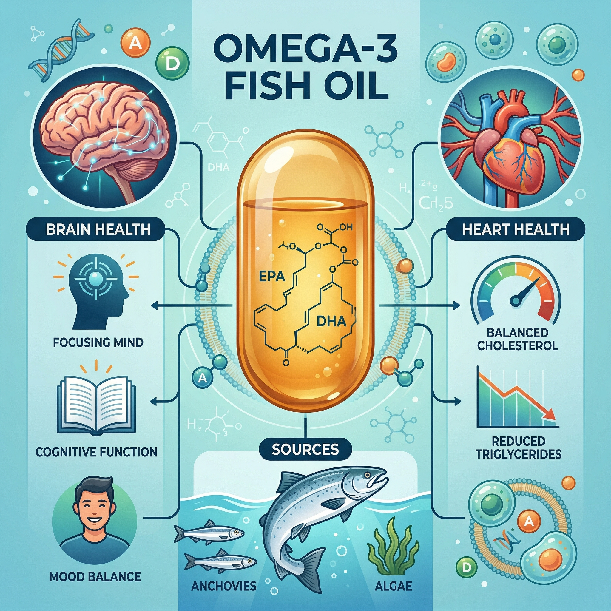 Cápsulas de omega-3 aceite de pescado junto a salmón fresco, concepto de salud cardiovascular y cerebral