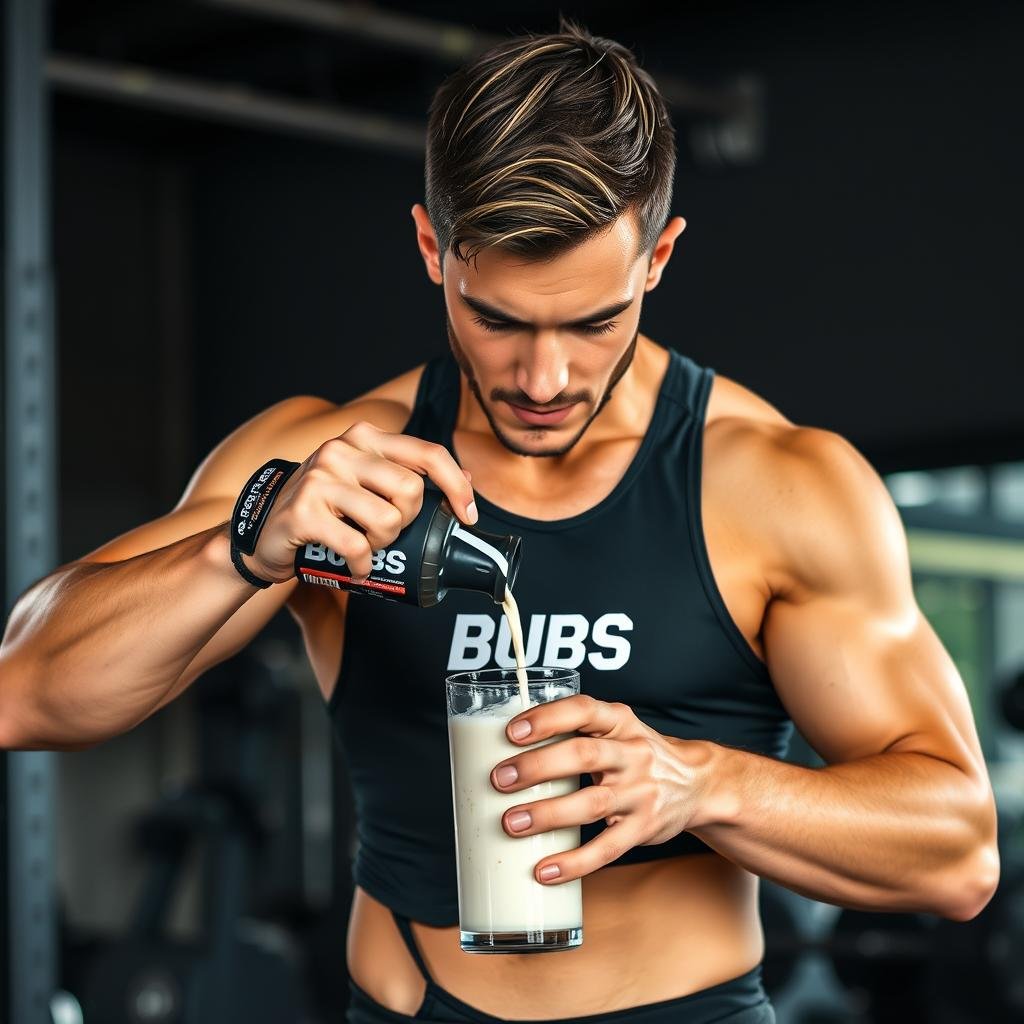 Athletic person using BUBS Collagen in post-workout shake