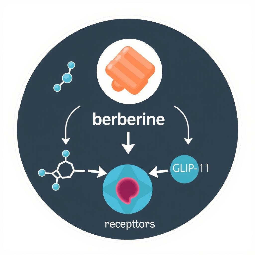 Berberine molecular structure and its effect on GLP-1 receptors