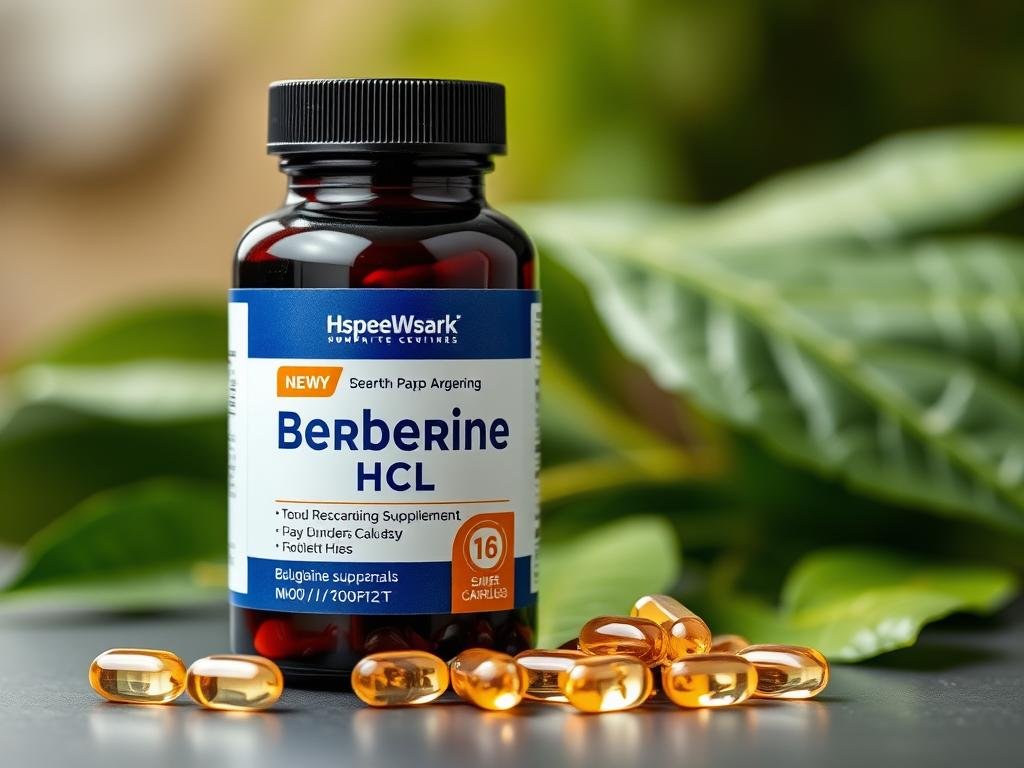 Bottle of Berberine HCl supplement with natural ingredients