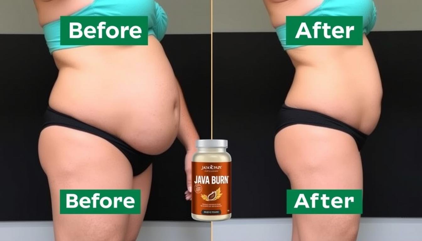 Before and after comparison showing Java Burn weight loss results