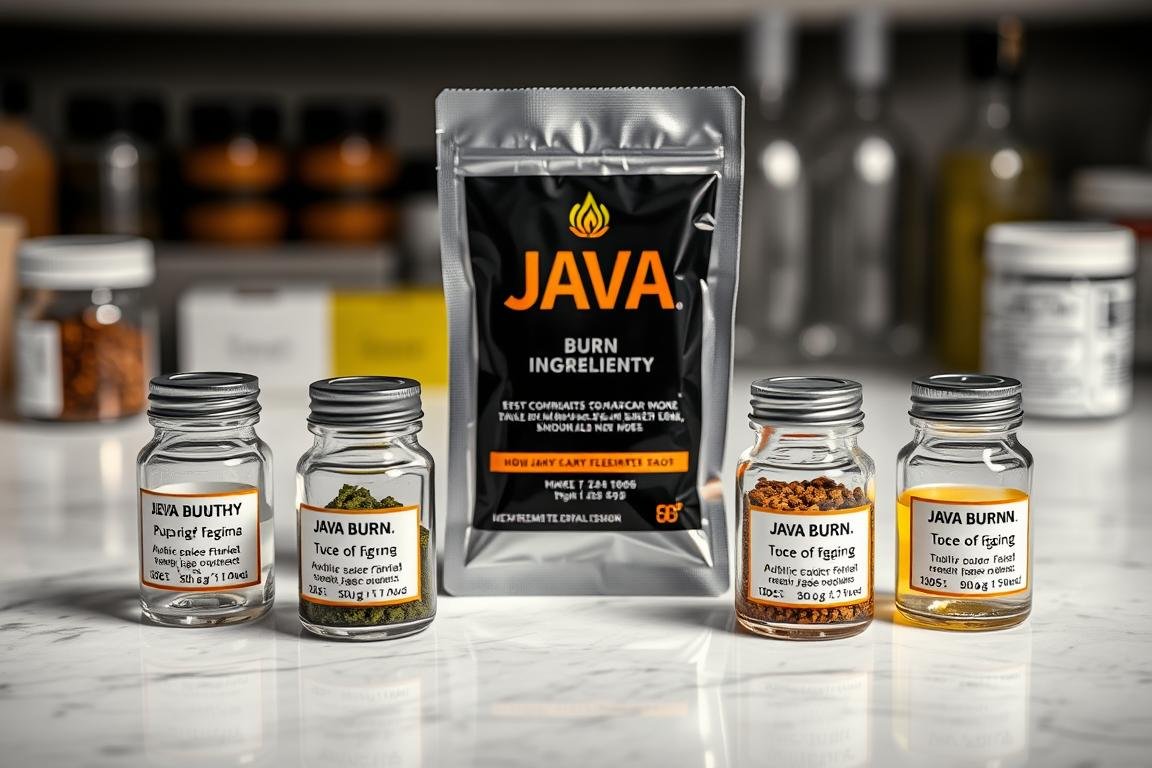 Java Burn ingredients displayed individually with scientific labels