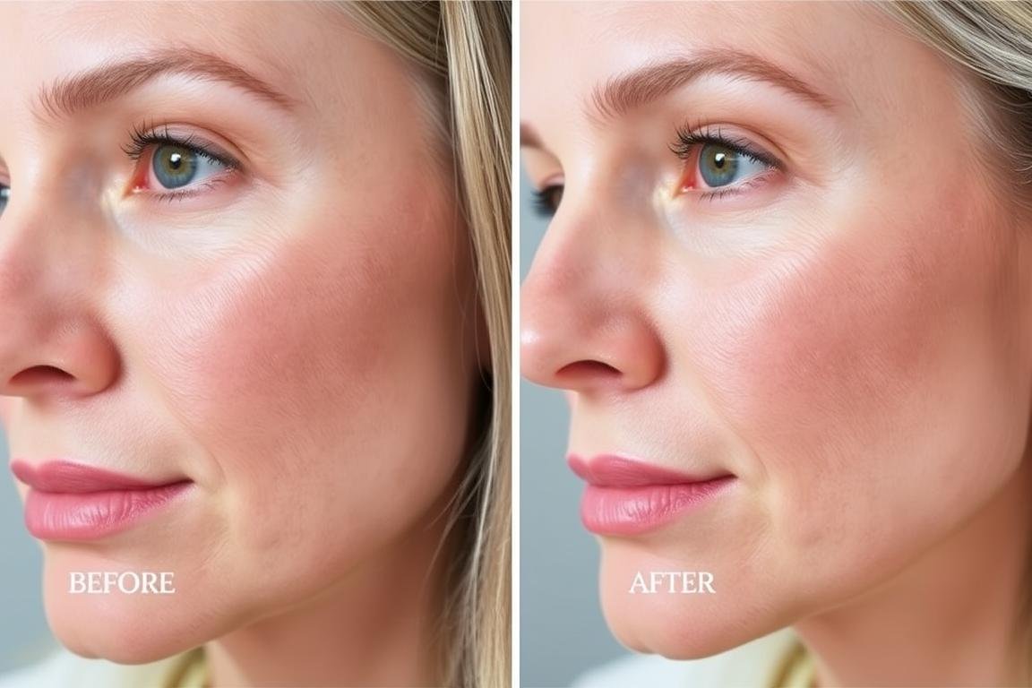 Before and after comparison showing skin improvement with Collagen Refresh