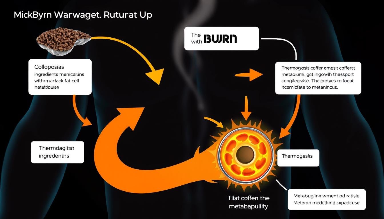 Scientific illustration showing how Java Burn ingredients interact with metabolism