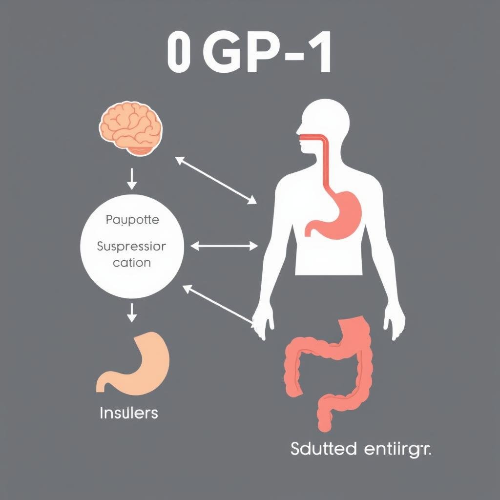 Diagram showing how GLP-1 affects appetite and metabolism