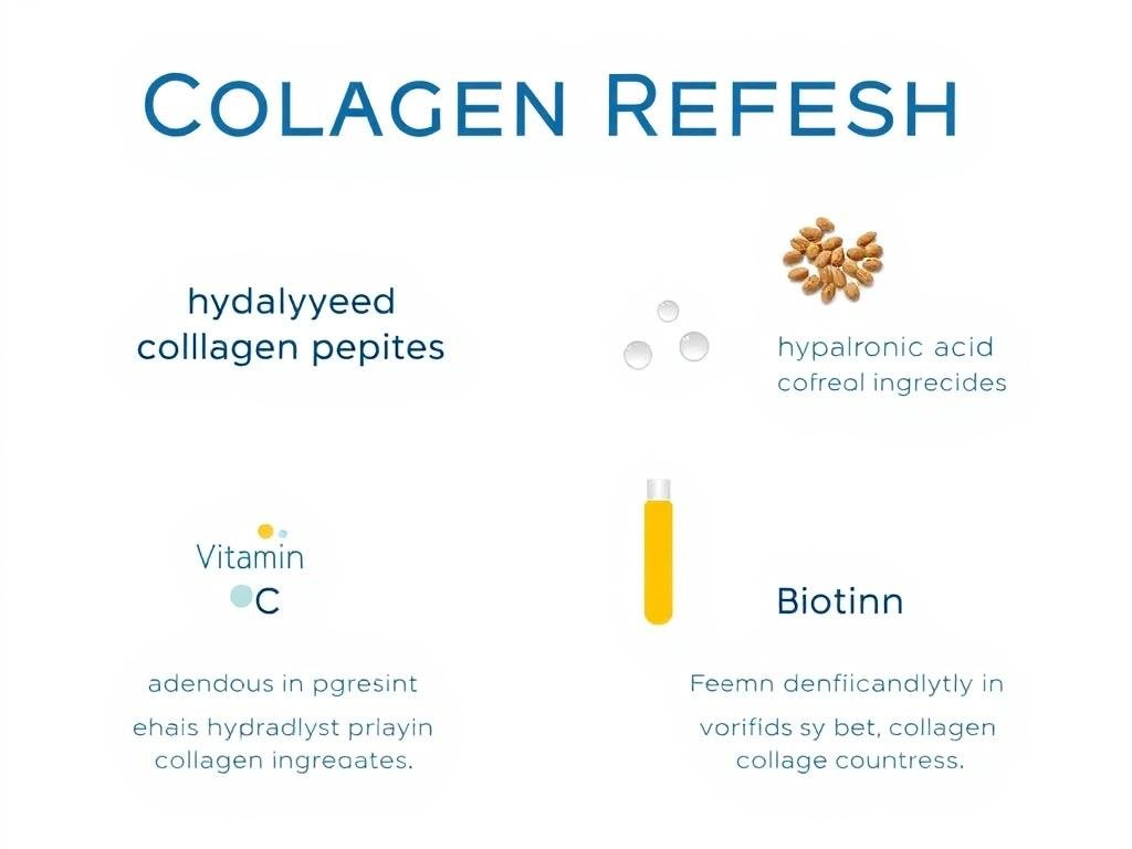 Visual breakdown of Collagen Refresh key ingredients including hydrolyzed collagen peptides