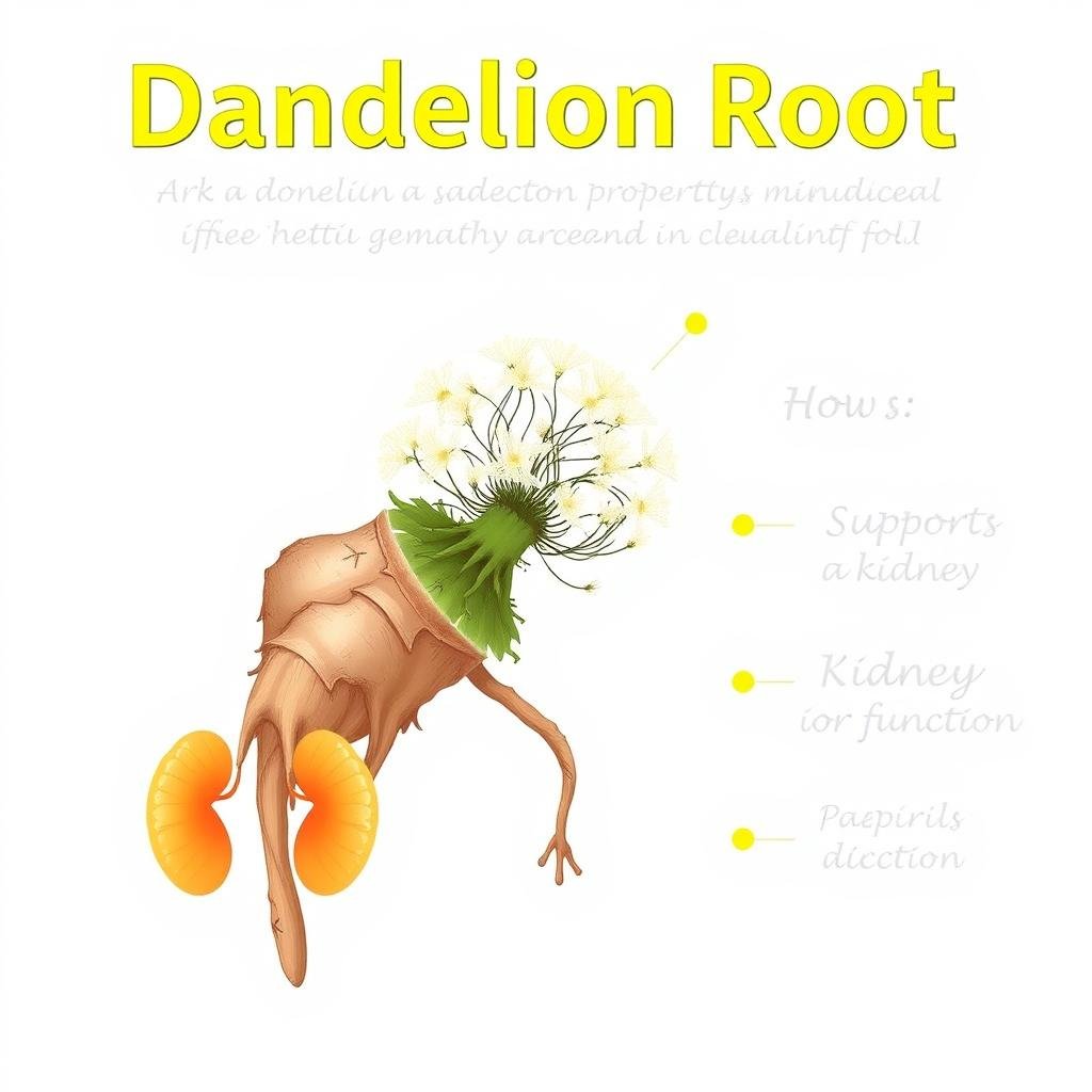 Dandelion root with detoxification properties visualization