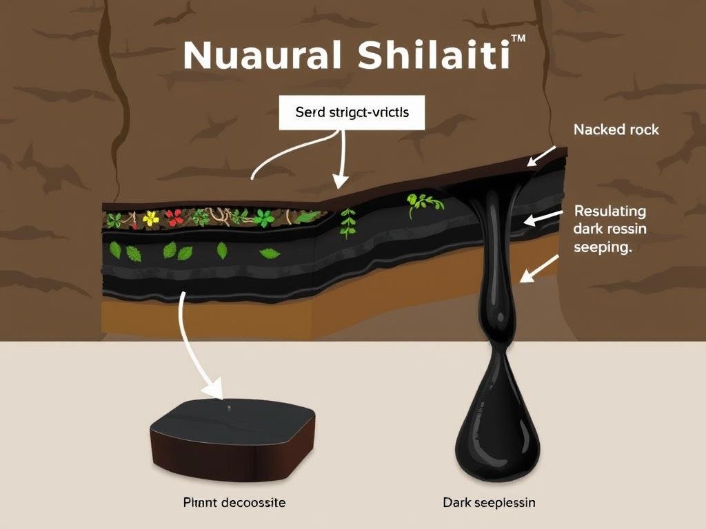 Natural Shilajit formation process in mountain crevices